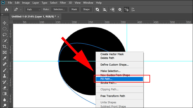Tô màu cho hình vừa vẽ bằng cách chọn nhấn chuột phải vào hình > Fill Path...
